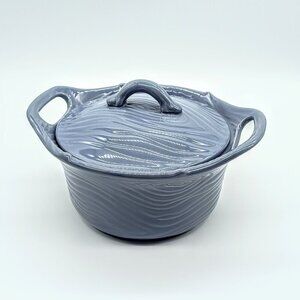 Temp-Tations Woodland Slate Blue Ceramic Stoneware Covered Baker